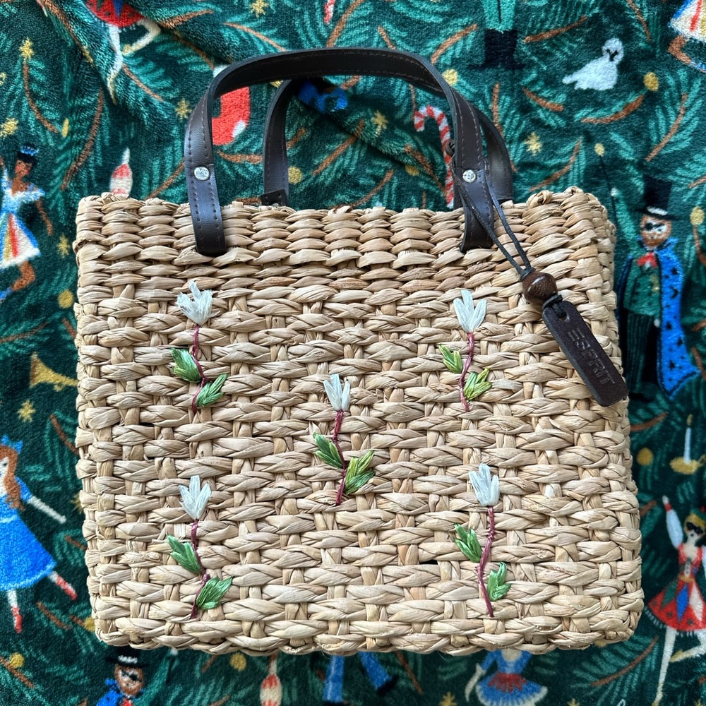 Vintage ESPRIT woven straw mini handbag